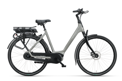 Grå a-SHINE ENERGY elcykel med fodbremse og lav indstigning 